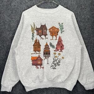 Baba Yaga Houses Grey Retro Sweatshirt